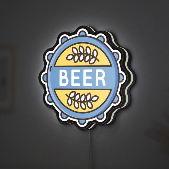 Bottle Cap 3D Novelty Light Box Featuring Brewery Theme, Ideal for Pub Wall Light and Beer Lover Gift (Width 20 inch, 50cm)