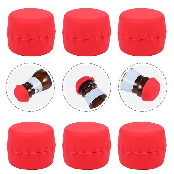 STRANDCHIC 6Pcs Silicone Beer Bottle Cap Red Novel Sealing Design for Decor