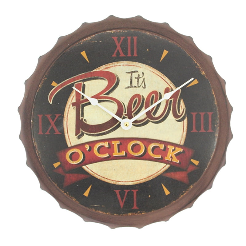 Bottle Cap Design Retro Wall Clock, Vintage Antique Style, Silent Battery Operated Creative