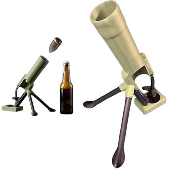 Bottle Cap Launcher Opener, Push Down Beer Bottle Opener with Spring Loaded Cap Popping Design, Heavy Duty Stainless Steel Bottle Opener for Bar Desk Man Cave Gift, Bronze