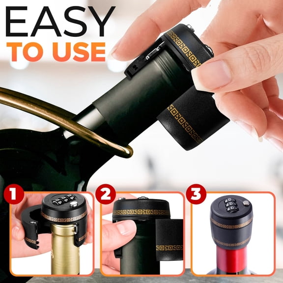Bottle Cap Lock,Bottle Lock Liquor for Wine Security for Mouth Size, Code Combination, Sealed Lid, Food-Grade Plastic,Reusable, Safe, and Easy for Travel or Home
