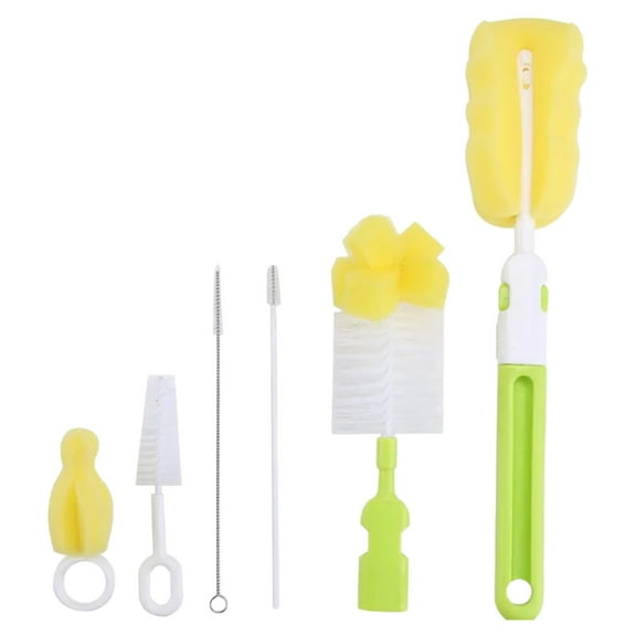 Bottle Cleaning Brushes Set - 6 Soft Sponge Brushes for Cleaning Standard Wide Mouth Bottles - for Home Use