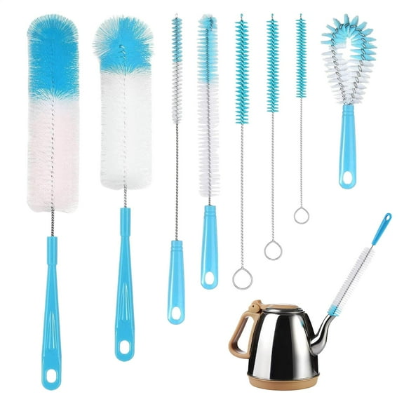 Bottle Cleaning Set - Pipe Cleaners,Cup Lid Detail Brush | Space Saving Design Long Handle Cleaning Brush,Multifunctional Crevice Brush,Straw Cleaner for Wine Bottle,Bottle Brush Kit