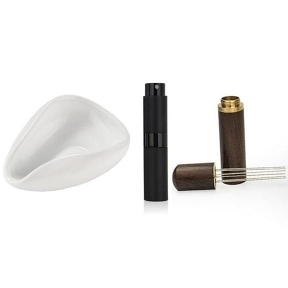 Bottle and Coffee Bean Dosing Cup and WDT Tool 3-Piece Set, Ceramic Dosing Vessels Tray Kit,Coffee Bar Accessories,1 x bean bowl 1 x bottle 1 x WDT tool,White&Black