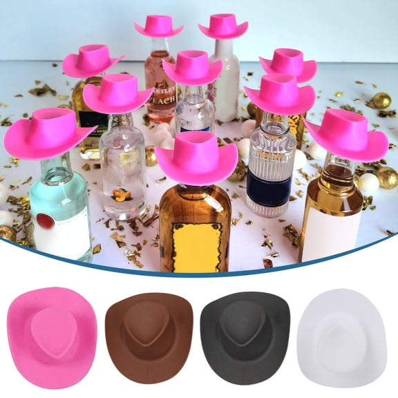 Bottle Covers Cowboy Hat Set for Dolls and Dollhouse 10 Pack,5.4x4.6 cm,Brown