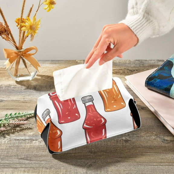 Bottle Drink Napkin Dispenser Leather Paper Napkins Holders Elegant Modern Fancy for Kitchen Dining Room Table Decor