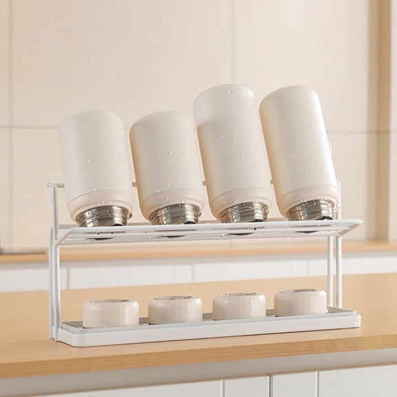Bottle Drying Rack Cup Storage Rack with Drainage Tray Kitchen Mug Organizing Rack White