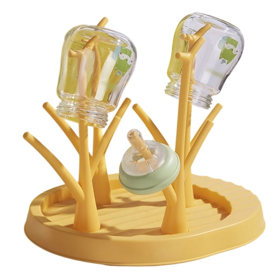 Bottle Drying Rack Organizer Stand Detachable Babies Holder Space Saving Shape Dryer Countertop Kitchen Accessories, 10.24Ă—8.66Ă—9.06 inch, Yellow
