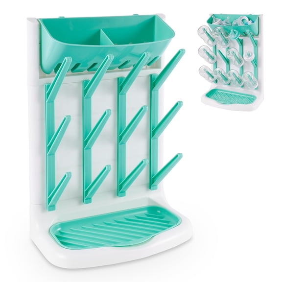 Bottle Drying Rack, Vertical Plastic Dryer Rack with Detachable Drip Tray, Large Capacity Space Saver