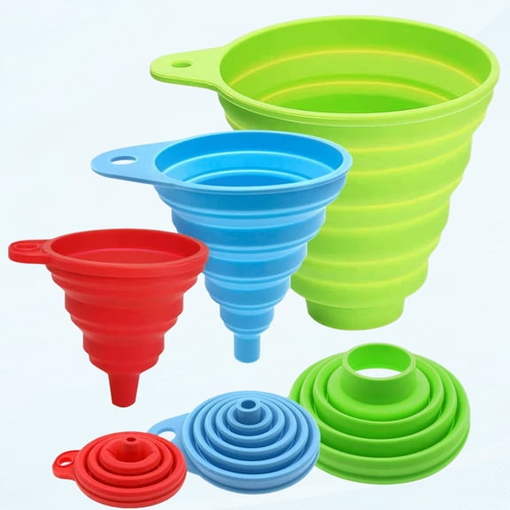 Bottle Filling Funnel, Kitchen Funnel, Kitchen Use Funnel, Food Grade Silicone Collapsible Funnel, Liquid, Powder Transfer (3 Pack)