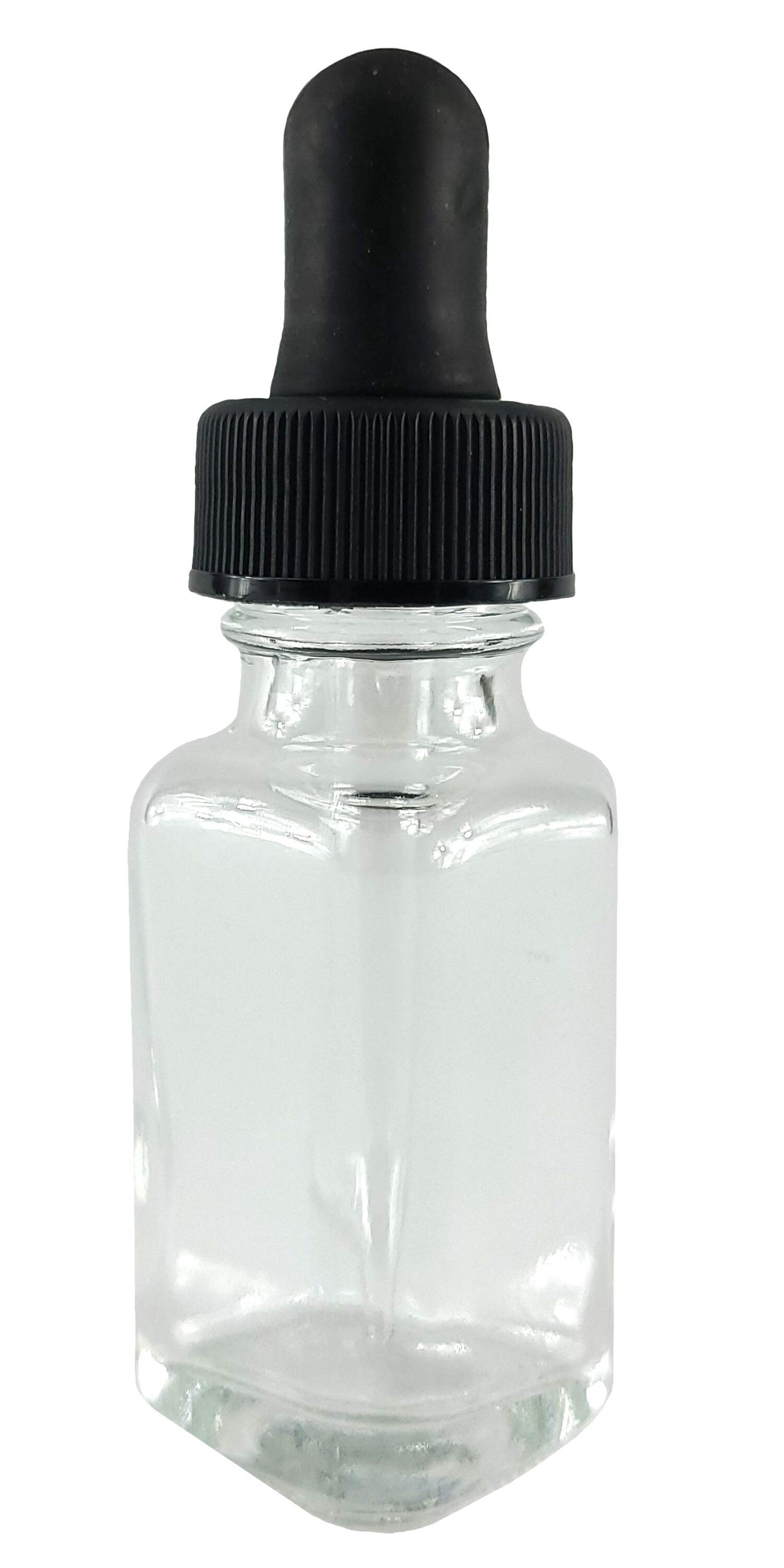 GSC International 406-3-DZ Bottle Flint Glass, French Square, Clear, 1 ounce, with dropper assembly.  Pack of 12.