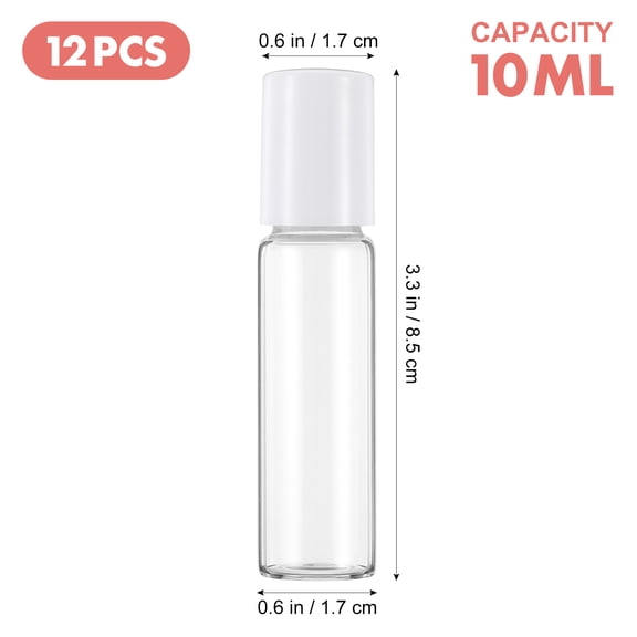 Amosfun Set of 12 Transparent Glass Roller Bottles, Refillable and Versatile Roll-On Containers