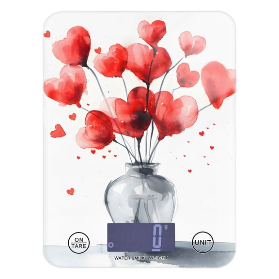 Bottle Hearts Food Scale Digital Kitchen Scale Waterproof Tempered Glass Tare Function 11 lb for Baking Cooking Meal Prep