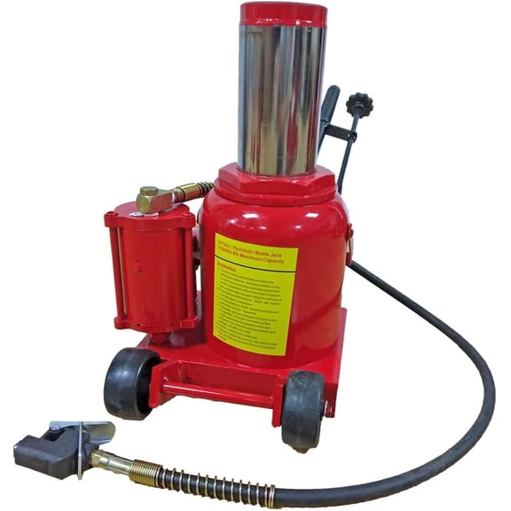 Bottle Jack 50 Ton Air Pneumatic Hydraulic Bottle Jack 110000LBS with Manual Hand Pump for Automotive Car Truck Travel Trailer Repair Shop Lift Tool Red