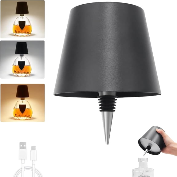 Bottle Lamp,  Bottle Light with 3 Color Light Dimming,  Bottle Touch Lamp  for Room, Bar, Restaurants, Party, Decor & Gifts (Black)