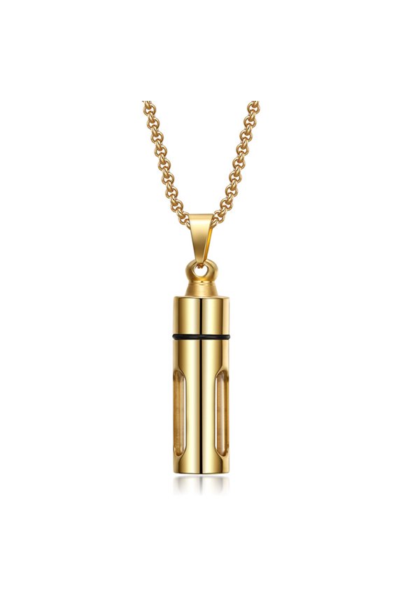 Bottle Necklace Minimalist Vertical Memorial Pendant Necklace Cremation Jewelry Black Gold Silver