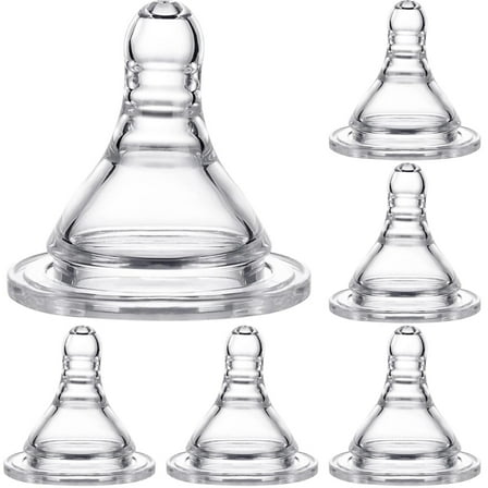 Bottle Nipples, Food-Grade Silicone Bottle Nipples,Extra Slow Flow,8 Count Soft Durable Silicone, BPA-Free, Non-Toxic,Anti-Colic, Supports Developing Mouth and Teeth(Clear)