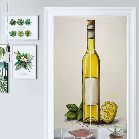 Bottle Of Olive Oil With Lemon Door Curtain Nordic Living Room DoorCurtain Porch Partition Curtain Kitchen Rative Half Curtain