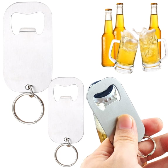 Bottle Opener Keychain Stainless Steel Flat Beer Bottle Opener Keychain,Sturdy and Durable 2 Pcs to Send to Friends,Light and Easy to Carry,Suitable for All Beer Bottle Caps