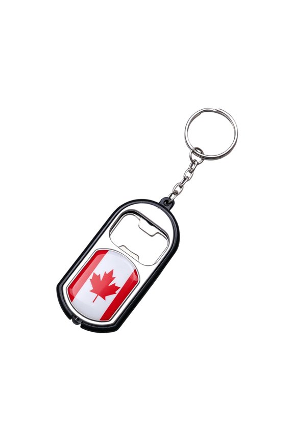 Bottle Opener Keychain with LED Light and National Flag Print for Fans Souvenir Gift for Events and Daily Use
