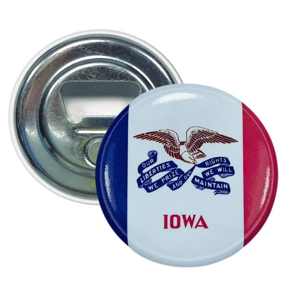 Bottle Opener-Magnet - State Flag Iowa - USA | Fridge-Mounted Bar Tool, Travel Souvenir, Collectible Kitchen Accessory