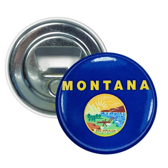 Bottle Opener-Magnet - State Flag Montana - USA | Fridge-Mounted Bar Tool, Travel Souvenir, Collectible Kitchen Accessory