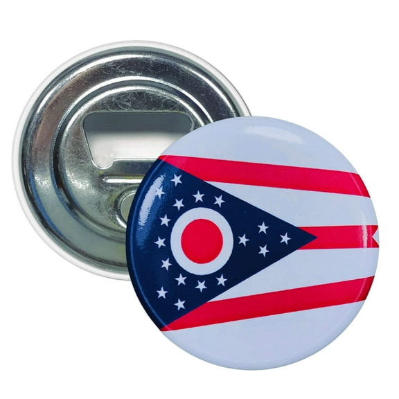Bottle Opener-Magnet - State Flag Ohio - USA | Fridge-Mounted Bar Tool, Travel Souvenir, Collectible Kitchen Accessory