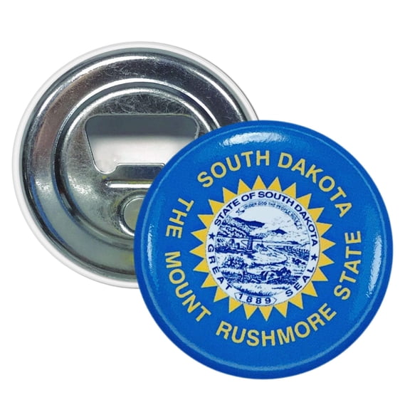 Bottle Opener-Magnet - State Flag South Dakota - USA | Fridge-Mounted Bar Tool, Travel Souvenir, Collectible Kitchen Accessory