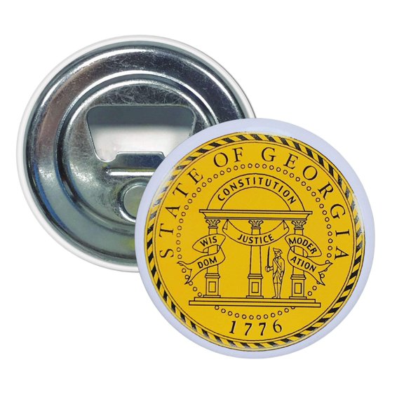 Bottle Opener - Magnet - State Seal Georgia - USA | Fridge-Mounted Bar Tool, Travel Souvenir, Collectible Kitchen Accessory
