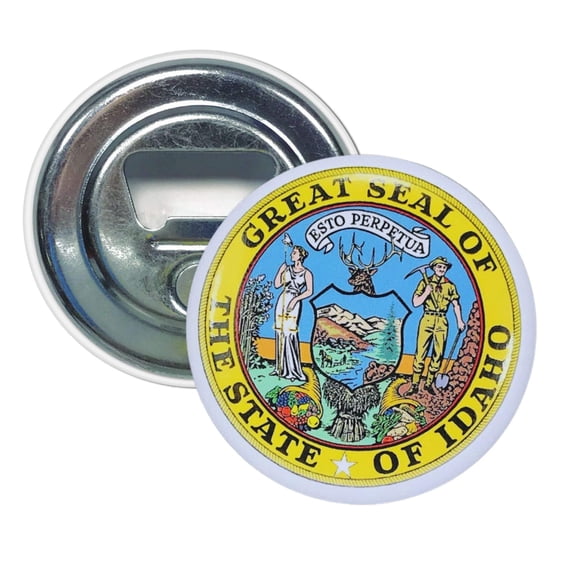Bottle Opener - Magnet - State Seal Idaho - USA | Fridge-Mounted Bar Tool, Travel Souvenir, Collectible Kitchen Accessory