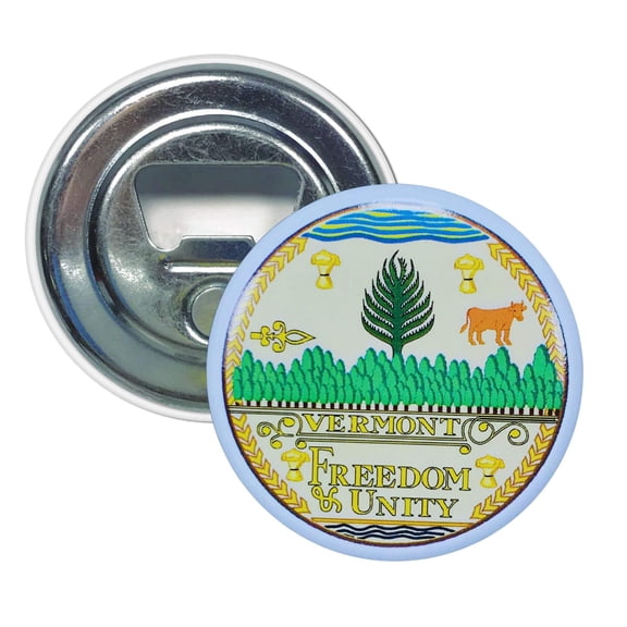 Bottle Opener - Magnet - State Seal Vermont - USA | Fridge-Mounted Bar Tool, Travel Souvenir, Collectible Kitchen Accessory