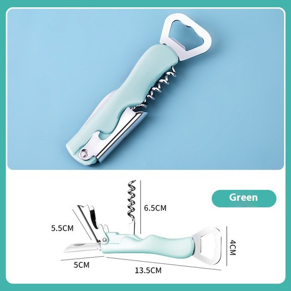 Bottle Opener,Professional Wine Opener, Beer Bottle Opener,Dual Functionality,Ergonomic Grip Handle, Electroplating Process,Wine Corkscrew,Suitablefor Kitchen Restauant and Bar-green