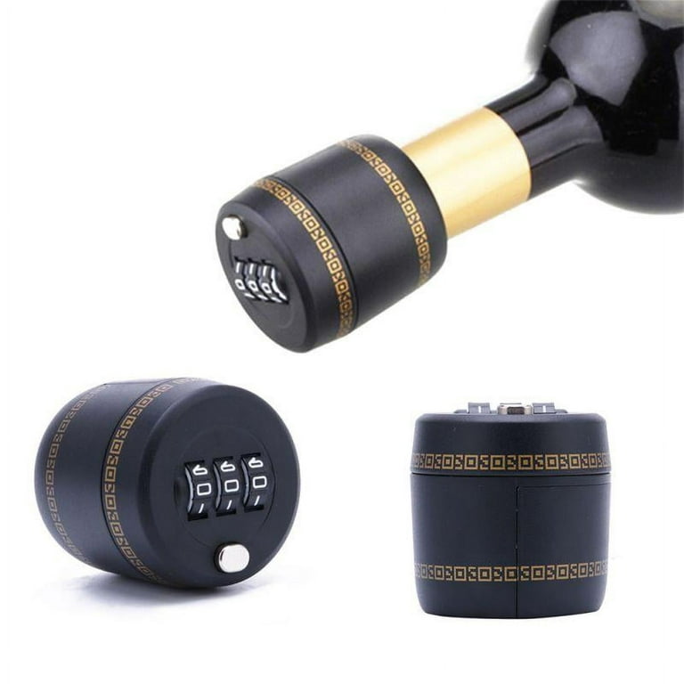 Security cap bottle lock with 3 digit combination for wine and liquor  bottles