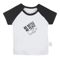 No Bottle No Peace Funny T shirt For Baby, Newborn Babies T-shirts, Infant Tops, 0-24M Kids Graphic Tees Clothing (Short Black Raglan T-shirt, 0-6 Months)