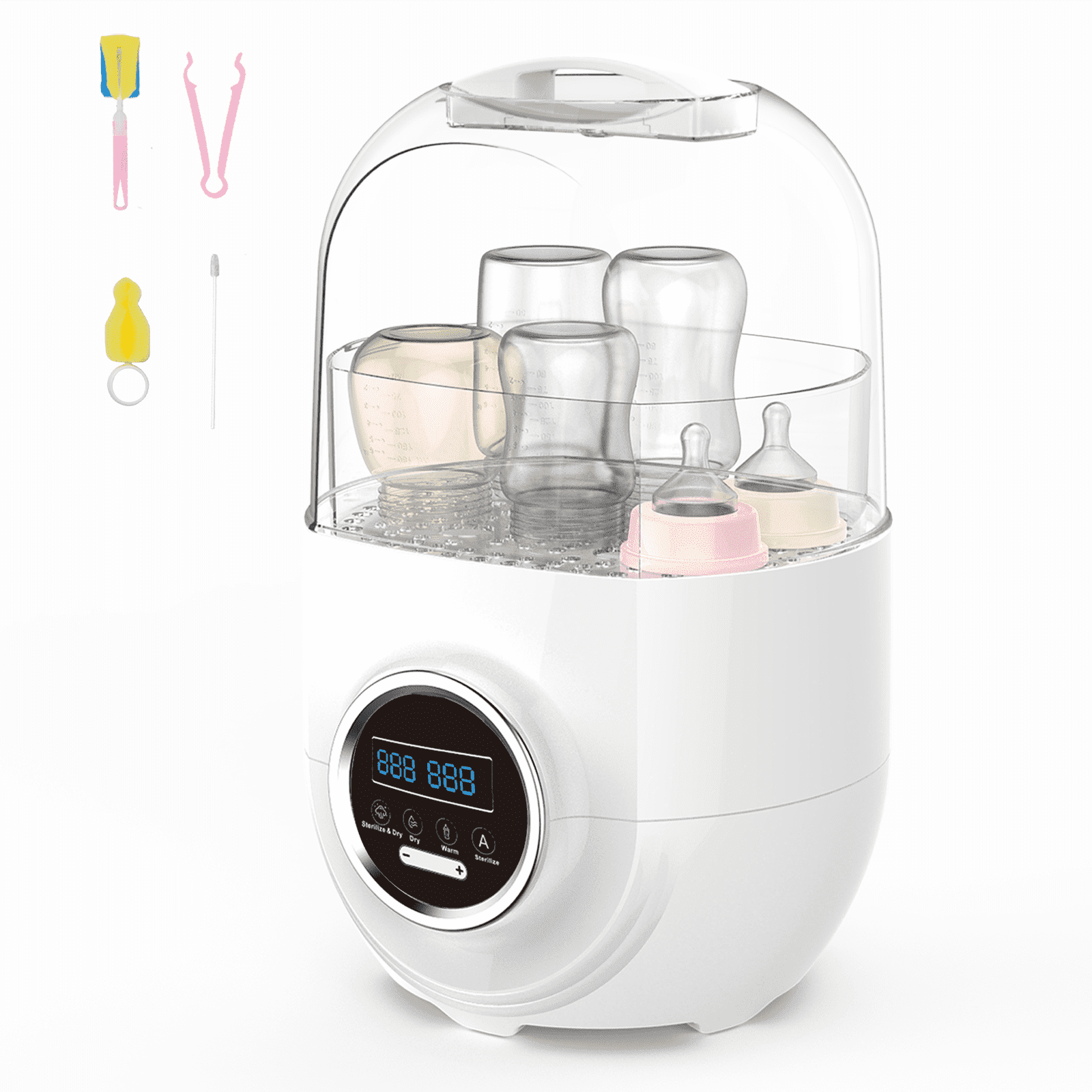 Bottle Sterilizer and Dryer, Baby Bottle Sterilizer, Electric Steam Sterilize, Universal Fit for All Bottles, Pacifiers, Breast Pumps, with LED Monitor, Auto-off, Drying Rack, Cleaning Tools