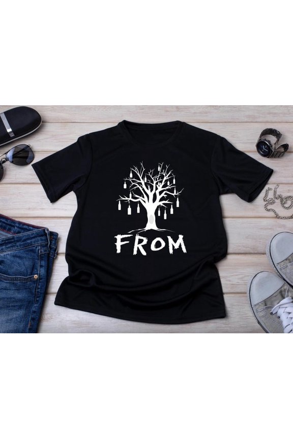 Bottle Tree Horror T-Shirt, Sci Fi Graphic Tee, Creepy Forest Design Shirt, Mystery Symbol Aesthetic, Unisex Casual Top