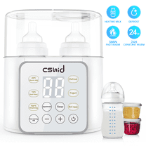 Bottle Warmer For Baby, Double Bottels Milk Warmer 9 in 1 Fast Food Heater & Defrost BPA-Free with Appointment, LCD Display, Timer & 24H Temperature Control for Breastmilk & Formula