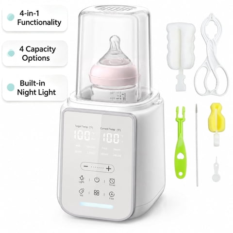 Lreya 4-in-1 Baby Bottle Warmer, Smart Fast Milk Warmer & Food Heater, 100℃ Steam Sterilizer & Defrost with Touch Screen LED Display
