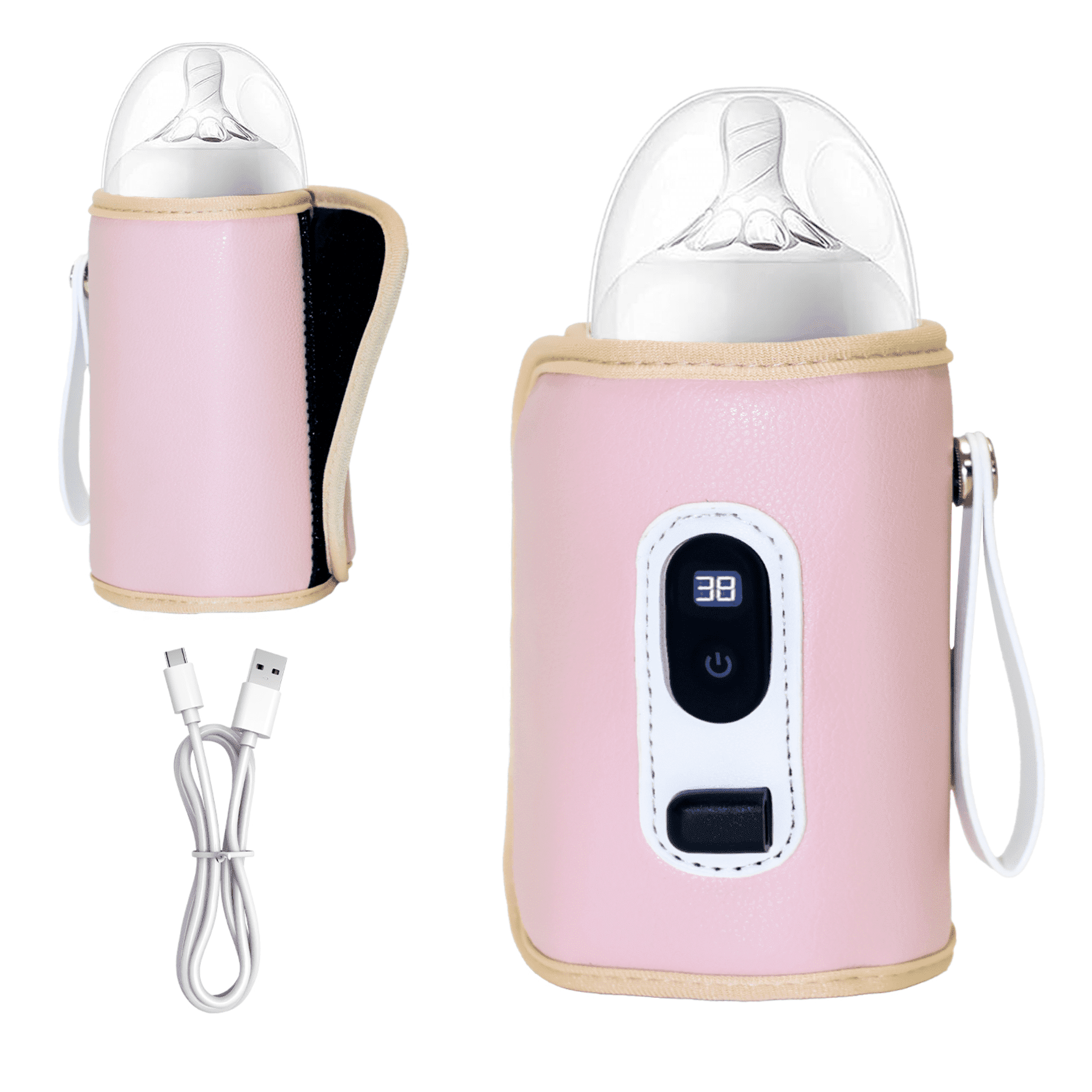 Bottle Warmer, Yadala Baby Portable Bottle Warmer, 5-Speed Temperature Regulation, Baby Bottle Warmer for Travel, Usb Bottle Warmers by Car for All Bottles for BabiesPink