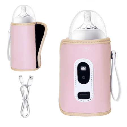 Bottle Warmer, Yadala Baby Portable Bottle Warmer, 5-Speed Temperature Regulation, Baby Bottle Warmer for Travel, Usb Bottle Warmers by Car for All Bottles for Babies，Pink