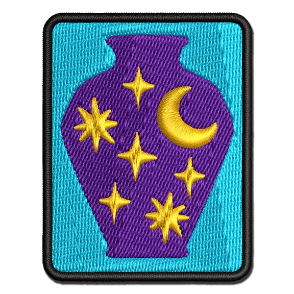 Bottle of Moon and Stars Applique Multi-Color Embroidered Iron-On Patch - 2.0 Inch Mini