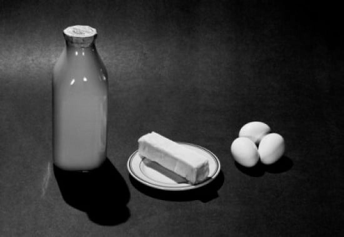 Bottle of milk cheese and eggs Canvas Art -  (24 x 36)