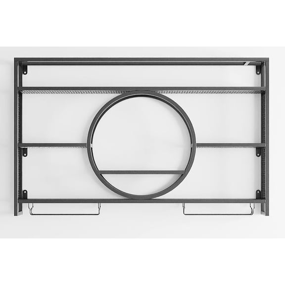 Bottle rack with LED lighting, wall-mounted glass cup holder, three-layer beverage storage rack, suspended wall display stand, iron wine rack with glass cup holders for kitchen,