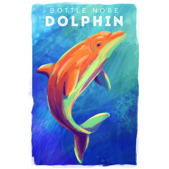 Bottlenose Dolphin, Vivid Series (12x18 Wall Art Poster, Room Decor)