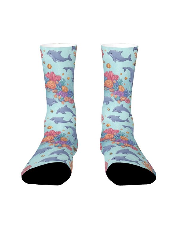 Bottlenose Dolphins Funny Novelty Crew Socks for Women Men Sports