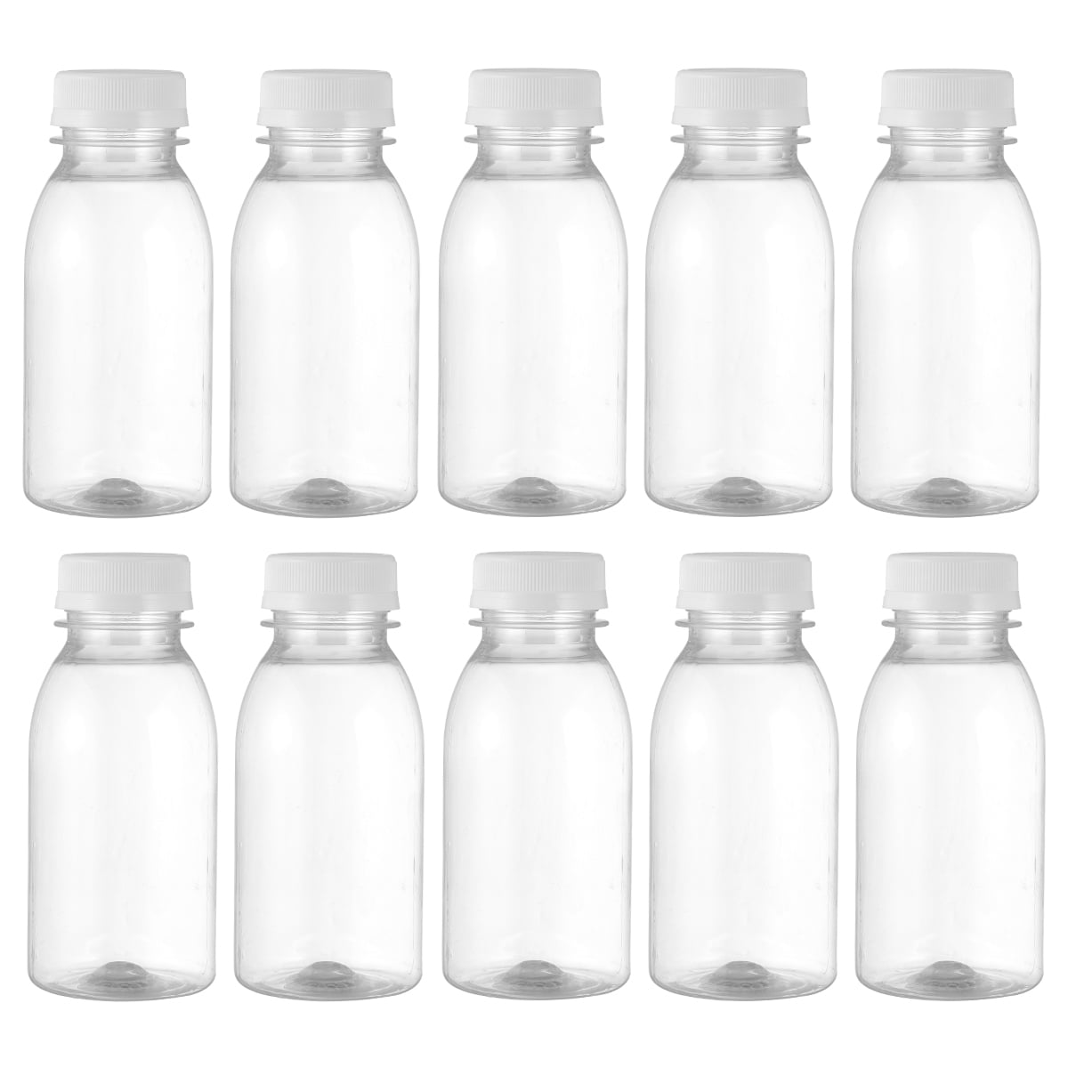 Reusable Plastic Milk Bottles, 4 Oz Small Clear Containers with Lids