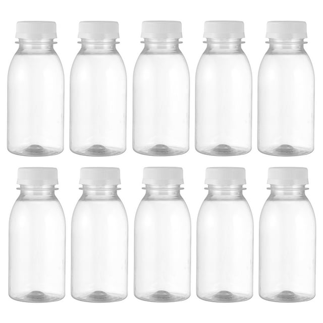 Reusable Plastic Milk Bottles, 4 Oz Small Clear Containers with Lids ...