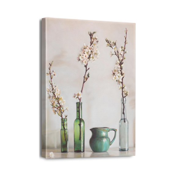 Bottles & Plants Farm Wall Art, 12x16in, Multicolor, Wood-Textured - Revamp Your Living Room with Rustic Charm