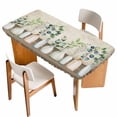 thumbnail image 1 of Bottles and Plants Table Cloths for 6 Foot Rectangle Tables, Farmhouse Country Rustic Brown Wooden Plank Patio Waterproof Elastic Fitted Tablecloths, Washable Rectangular Table Cover for Camping, 1 of 8