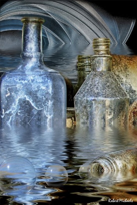 Bottles of Time Canvas Art - Robert Michaels (13 x 19)